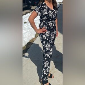 Floral Black and White Jumpsuit